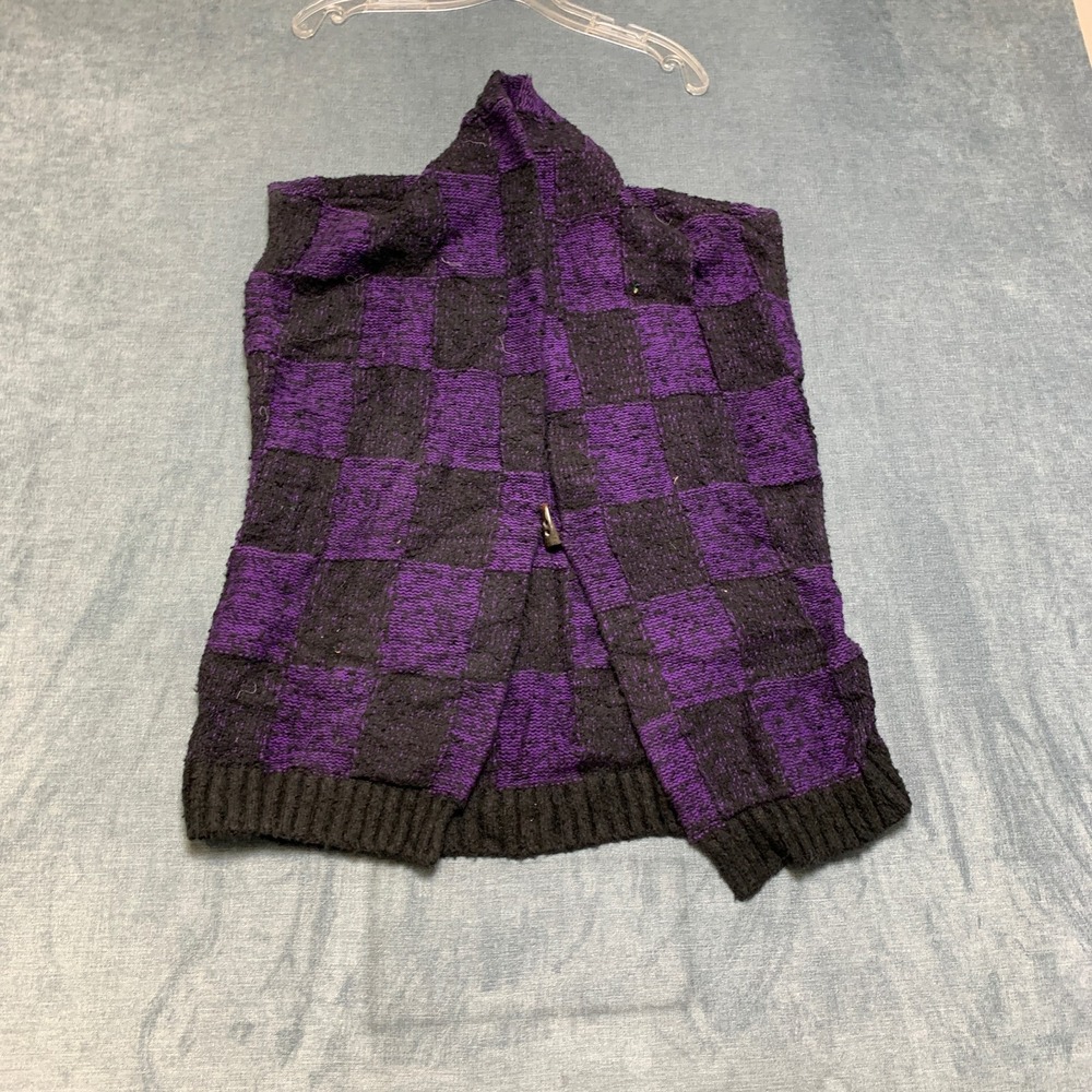 American Living Cardigan Sweater Womens Small Purple Black Shawl Collar Winter